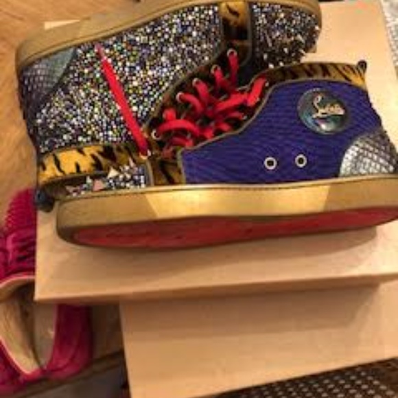 Christian Louboutin Unlimited Spikes/Python/Strass/Fur Shoes Mens EU 41.5 main image 10